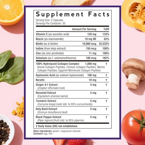 Colágeno Múltiple Doctor's Recipes, Tipos I, II, III, V, X, 1000 mg por Porción, Vitamina C, Biotina, Ácido Hialurónico, 60 Cápsulas - imagen 2