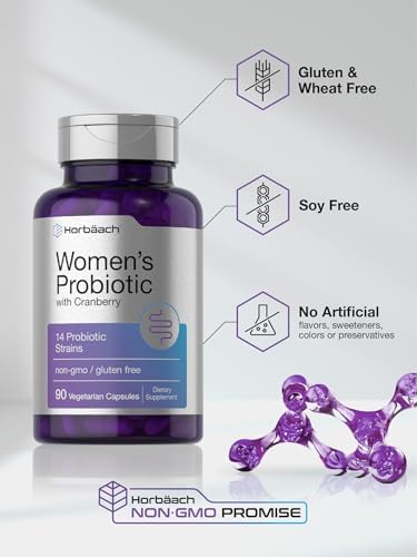 Horbäach Probiótico para Mujeres con Arándano | 90 Cápsulas Vegetarianas | Suplemento Dietético con 14 Cepas Probióticas | Libre de OGM y Gluten - imagen 5