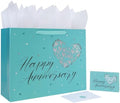 Set de Bolsa de Regalo Extra Grande de 16.5” con Asas, Tarjeta de Felicitación, Papel de Seda y Stickers para San Valentín, Aniversario, Parejas, - imagen 1