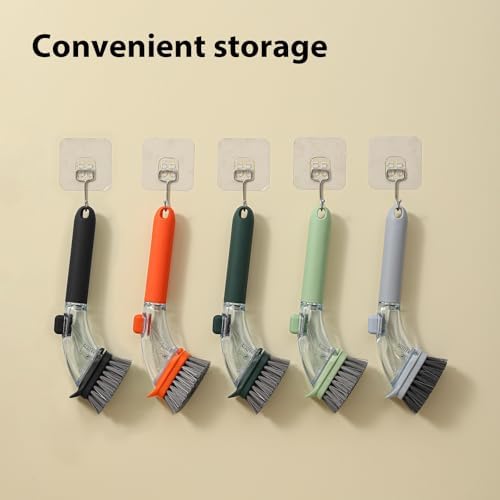Cepillo de Cocina DAPOWER con Mango y Dispensador de Jabón, Ideal para Limpiar Platos, Ollas y Sinks (Negro) - imagen 6