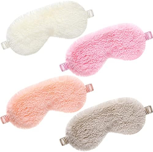 Máscara de Ojos de Seda de 4 Piezas, Máscaras de Sueño de Peluche Coloridas, Cubierta para Dormir Cómoda para Mujeres y Hombres - imagen 1