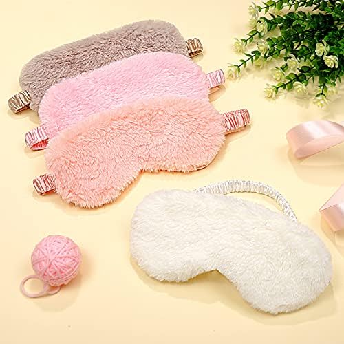 Máscara de Ojos de Seda de 4 Piezas, Máscaras de Sueño de Peluche Coloridas, Cubierta para Dormir Cómoda para Mujeres y Hombres - imagen 3