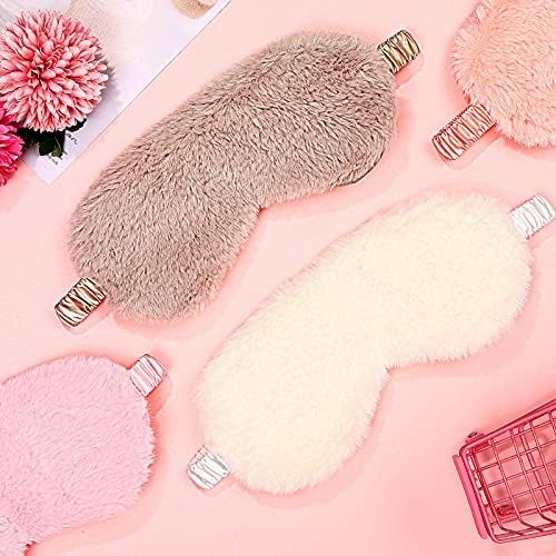 Máscara de Ojos de Seda de 4 Piezas, Máscaras de Sueño de Peluche Coloridas, Cubierta para Dormir Cómoda para Mujeres y Hombres - imagen 4