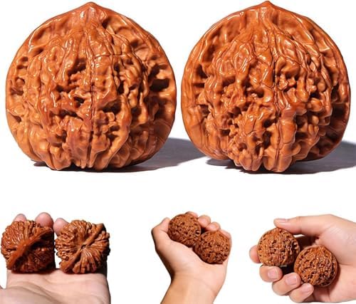 Pelotas de Masaje de Nueces Wenwan Naturales | 1 Par de 1.8 Nueces Chinas para Alivio del Estrés y Ansiedad | Pelotas de Reflexología para Terapia de - imagen 1