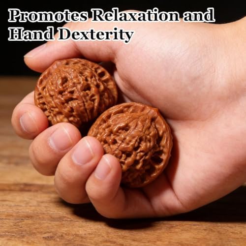 Pelotas de Masaje de Nueces Wenwan Naturales | 1 Par de 1.8 Nueces Chinas para Alivio del Estrés y Ansiedad | Pelotas de Reflexología para Terapia de - imagen 4