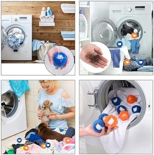 VBQFDPH 10 Piezas de Removedor de Pelo de Mascota para Lavandería, Capturador de Pelo para Lavadora, Bolas Secadoras para Remover Pelaje de Perros y - imagen 5