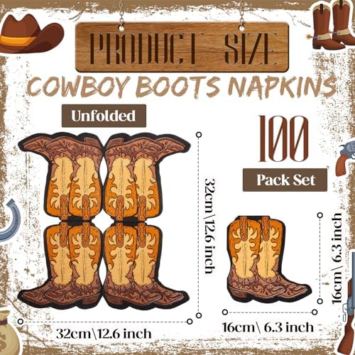Servilletas de Papel Henoyso de 100 Pcs para Fiesta de Vaquero, Decoraciones Desechables de 2 capas para Cumpleaños y Baby Shower, My First Rodeo - imagen 2