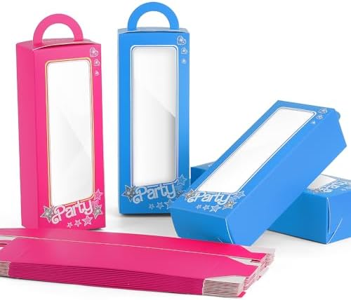 ZouYee 14 Cajas de Favor Azul y Rosa – 7 Cajas Azules y 7 Rosas con Ventana Transparente para Fiestas de Cumpleaños, Baby Showers, Revelaciones de - imagen 1