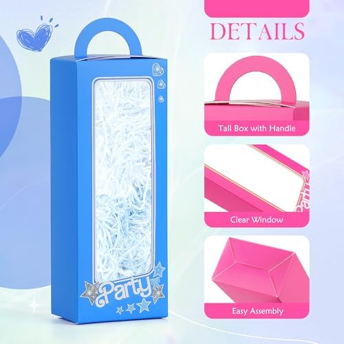 ZouYee 14 Cajas de Favor Azul y Rosa – 7 Cajas Azules y 7 Rosas con Ventana Transparente para Fiestas de Cumpleaños, Baby Showers, Revelaciones de - imagen 4