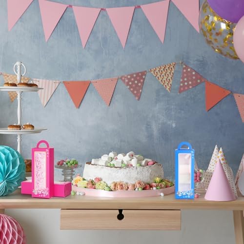 ZouYee 14 Cajas de Favor Azul y Rosa – 7 Cajas Azules y 7 Rosas con Ventana Transparente para Fiestas de Cumpleaños, Baby Showers, Revelaciones de - imagen 6
