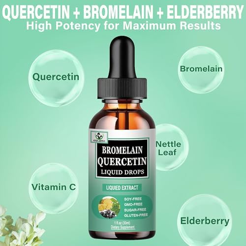 Gotas Líquidas de Quercetina con Bromelina, Saúco y Hoja de Ortiga, Suplemento de Vitamina C, Alta Absorción, Soporte Antioxidante Inmunológico, No - imagen 2