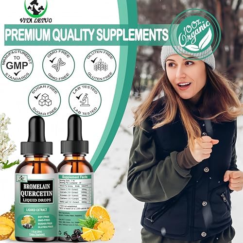 Gotas Líquidas de Quercetina con Bromelina, Saúco y Hoja de Ortiga, Suplemento de Vitamina C, Alta Absorción, Soporte Antioxidante Inmunológico, No - imagen 4