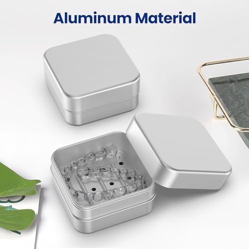 Estuche de Aluminio Ainiya para Retenedores Compatible con Invisalign, 2 Piezas, Funda Duradera para Dentaduras y Protectores Bucales, Ideal para - imagen 2
