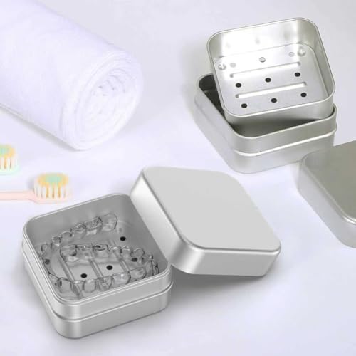 Estuche de Aluminio Ainiya para Retenedores Compatible con Invisalign, 2 Piezas, Funda Duradera para Dentaduras y Protectores Bucales, Ideal para - imagen 4