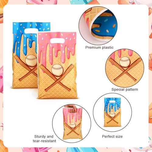 50 Piezas de Bolsas de Regalo de Béisbol para Helados, Bolsas de Fiesta con Asas para Dulces y Snacks, Decoración para Cumpleaños y Celebraciones - imagen 5