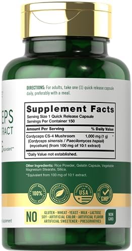 Cápsulas de Hongos Cordyceps Carlyle | 150 Contenido | Extracto de Hongos Strain CS-4 | Sin OGM y Sin Gluten - imagen 2