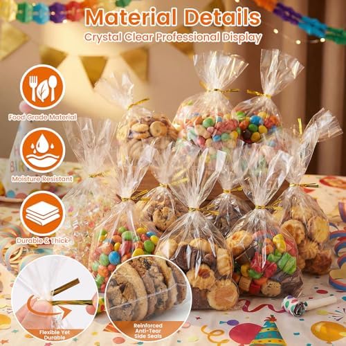 Bolsas de Celofán VGOODALL 100 Piezas, 8x11 Pulgadas para Algodón de Azúcar, Fiestas, Regalos, Empaque de Galletas y Chocolates - imagen 3