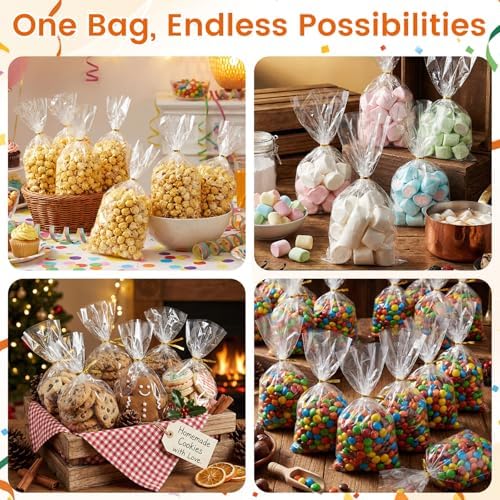 Bolsas de Celofán VGOODALL 100 Piezas, 8x11 Pulgadas para Algodón de Azúcar, Fiestas, Regalos, Empaque de Galletas y Chocolates - imagen 4