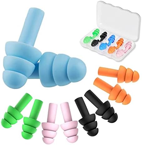 5 Pares de Tapones para Dormir de Silicona, Tapones Suaves y Reutilizables para Cancelar Ruido, Tapones Pequeños para Viajar con Estuche (Rosa, - imagen 1
