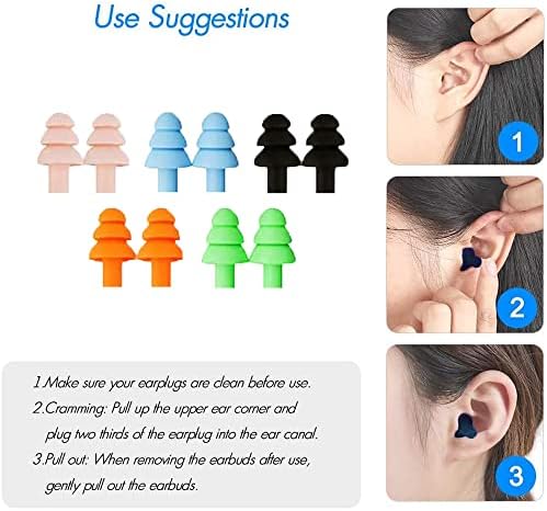5 Pares de Tapones para Dormir de Silicona, Tapones Suaves y Reutilizables para Cancelar Ruido, Tapones Pequeños para Viajar con Estuche (Rosa, - imagen 3