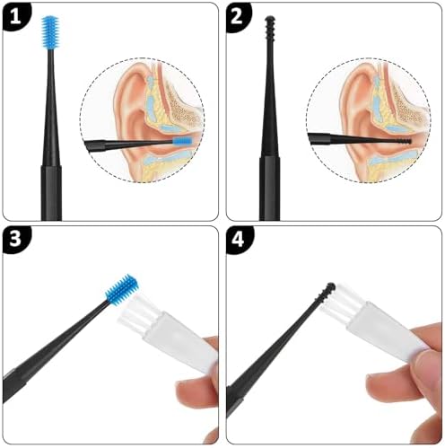 Oruola Juego de 9 Herramientas de Silicona para Remover Cerumen, Herramienta Reutilizable en Espiral con Cepillo de Limpieza para Adultos y Niños - imagen 4