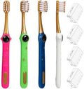 Cepillo de Dientes PRASBURR para Niños, Estilo Aventuras Galácticas, Suave, Edad 2-4 Años, Paquete de 4 con Protectores - imagen 1