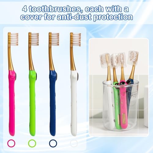 Cepillo de Dientes PRASBURR para Niños, Estilo Aventuras Galácticas, Suave, Edad 2-4 Años, Paquete de 4 con Protectores - imagen 6