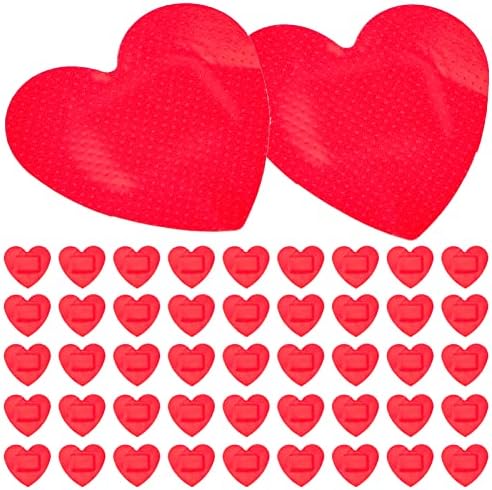VOSAREA 50 Piezas de Curitas Adhesivas en Forma de Corazón, Parches Transpirables (Rojo) - imagen 1