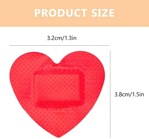 VOSAREA 50 Piezas de Curitas Adhesivas en Forma de Corazón, Parches Transpirables (Rojo) - imagen 2