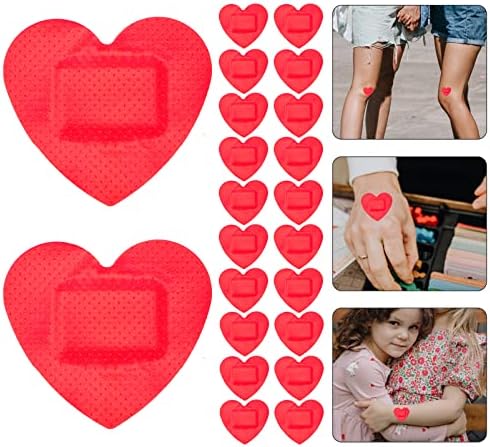VOSAREA 50 Piezas de Curitas Adhesivas en Forma de Corazón, Parches Transpirables (Rojo) - imagen 5