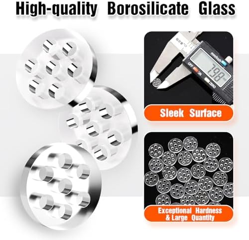 30 Piezas de Pantallas de Vidrio Borosilicato para Pipas y Cuencos, Filtros de Vidrio con 7 Agujeros en Panal, 8mm - imagen 3