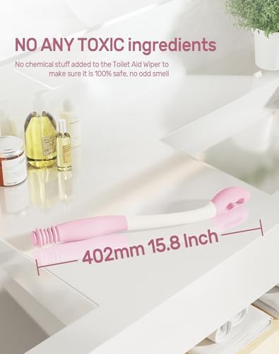 Herramienta para Limpiar el Trasero Hovluz, Ayuda para el Baño de 15.7 para Personas con Discapacidad, Ancianos, Sobrepeso y Embarazadas, Color Rosa - imagen 8