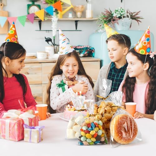 Bolsas de Celofán Augshy de 300 Pcs, 3 Tamaños Transparentes con 300 Cintas para Regalos, Bolsas de Dulces, Galletas y Fiestas - imagen 5