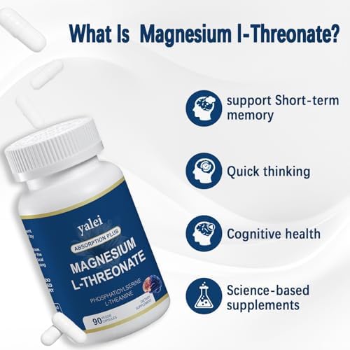 Magnesio L-Treonato 2,000mg y Magnesio Glicinato 400mg | 90 Cápsulas Vegetarianas | Salud Muscular, Mejora del Sueño y Salud Cognitiva | Alta - imagen 2