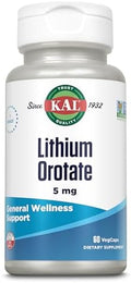KAL Orotato de Litio 5mg | Suplemento de Litio Quelado para Bioavailability y Apoyo al Ánimo | Base de Extracto de Salvado de Arroz Orgánico | 60 - imagen 1
