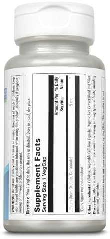 KAL Orotato de Litio 5mg | Suplemento de Litio Quelado para Bioavailability y Apoyo al Ánimo | Base de Extracto de Salvado de Arroz Orgánico | 60 - imagen 2