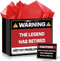 Bolsa de Regalo Divertida para Jubilación, Papel de Regalo Temático de Precaución con Papel de Seda y Tarjeta, Regalos Graciosos para Hombres y - imagen 1