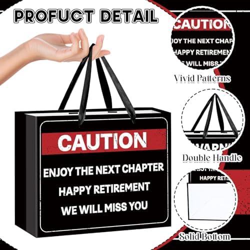 Bolsa de Regalo Divertida para Jubilación, Papel de Regalo Temático de Precaución con Papel de Seda y Tarjeta, Regalos Graciosos para Hombres y - imagen 3