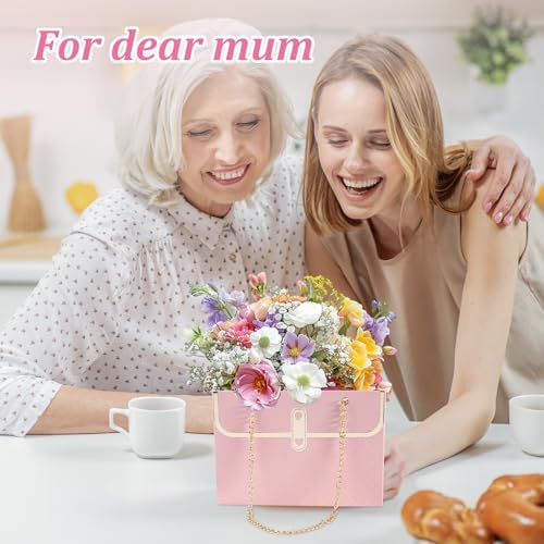 BQMEZRNUS 6 Pzs de Bolsas de Papel para Regalo con Cadena Metálica, Caja de Almacenamiento para Ramo, Bolsa Portátil para Bodas y Ocasiones Especiales - imagen 4