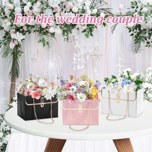 BQMEZRNUS 6 Pzs de Bolsas de Papel para Regalo con Cadena Metálica, Caja de Almacenamiento para Ramo, Bolsa Portátil para Bodas y Ocasiones Especiales - imagen 5