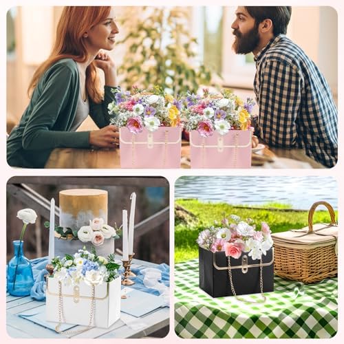 BQMEZRNUS 6 Pzs de Bolsas de Papel para Regalo con Cadena Metálica, Caja de Almacenamiento para Ramo, Bolsa Portátil para Bodas y Ocasiones Especiales - imagen 7