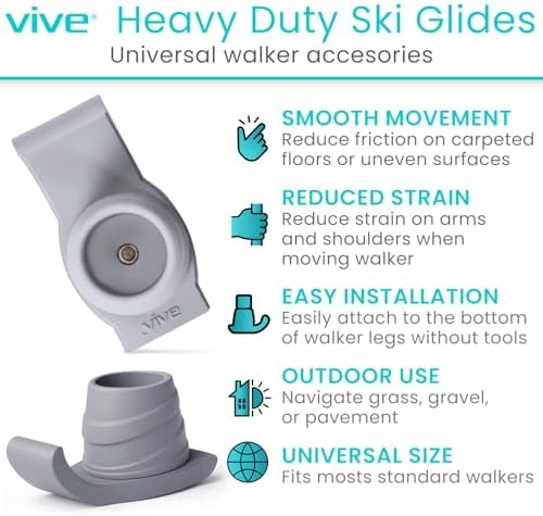Deslizadores Vive para Andadores (Paquete de 2) - Accesorios para Andadores Plegables de Personas Mayores - Patas Deslizantes para Uso en Interiores - imagen 2