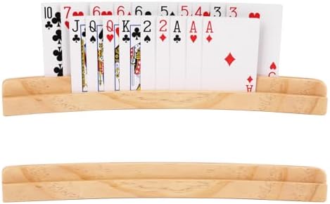 Soporte de Cartas de Madera ZUFECY, Paquete de 2, 2 Capas para 50+ Cartas de Poker, Madera de Pino Sólido con Acabado Natural, Ideal para Noches de - imagen 1
