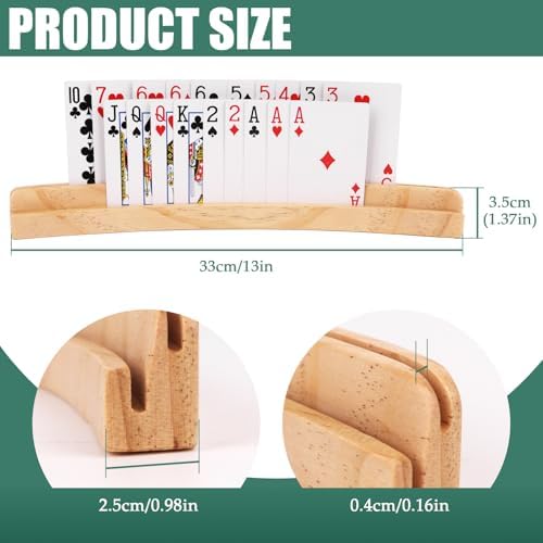Soporte de Cartas de Madera ZUFECY, Paquete de 2, 2 Capas para 50+ Cartas de Poker, Madera de Pino Sólido con Acabado Natural, Ideal para Noches de - imagen 2