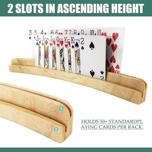 Soporte de Cartas de Madera ZUFECY, Paquete de 2, 2 Capas para 50+ Cartas de Poker, Madera de Pino Sólido con Acabado Natural, Ideal para Noches de - imagen 3