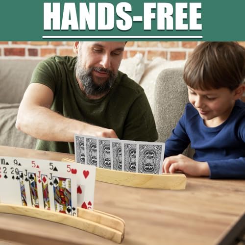Soporte de Cartas de Madera ZUFECY, Paquete de 2, 2 Capas para 50+ Cartas de Poker, Madera de Pino Sólido con Acabado Natural, Ideal para Noches de - imagen 4