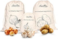 HanaMoon Paquete de 3 Bolsas de Almacenamiento de Algodón para Papas, Cebollas y Ajo – Bolsas Reutilizables con Cierre – Transpirables, Ecológicas y - imagen 1