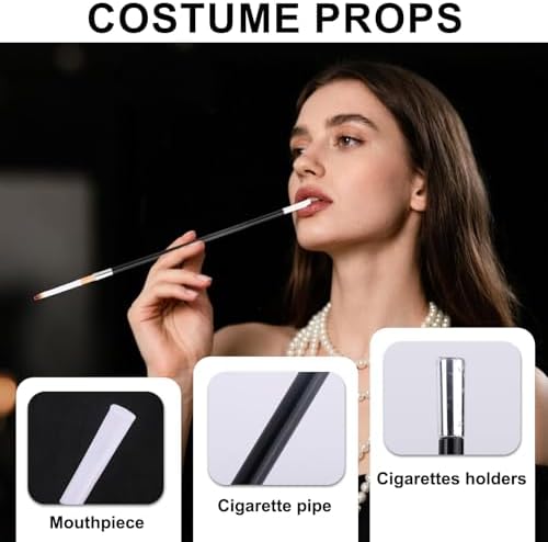 Goktvai 2 Sujetadores de Cigarrillos Largos y 4 Cigarrillos Falsos, Accesorios de Disfraz de los Años 20 para Mujeres Flapper, Prop de Foto - imagen 4