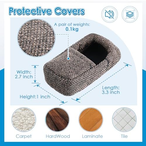 Gulfmew 4 Pzs Esquís de Deslizamiento para Andador, Accesorios Universales para Mayores, Reemplazo en Color Gris con Fundas de Tela - imagen 3