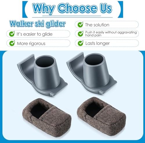 Gulfmew 4 Pzs Esquís de Deslizamiento para Andador, Accesorios Universales para Mayores, Reemplazo en Color Gris con Fundas de Tela - imagen 5